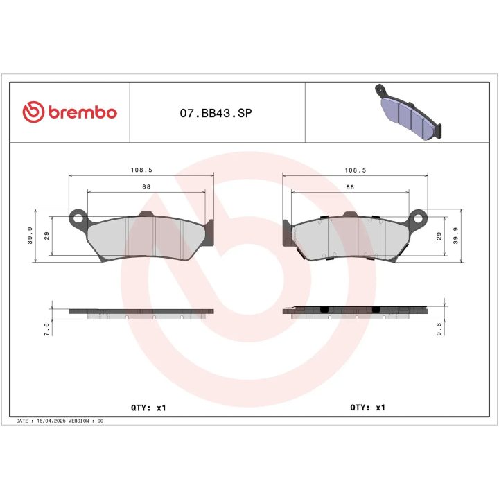 Bromsbelägg SP Prime Line Sintrade BREMBO – bild 4