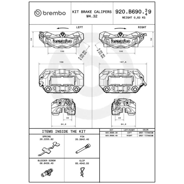 Bromsok M4.32 Prime Line Radial 4-kolvs Grå BREMBO – bild 2