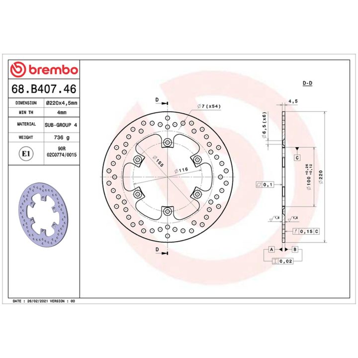 Bromsskiva BAK Serie Oro Brembo – bild 3