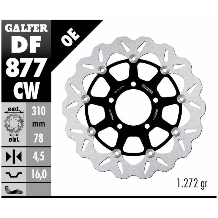 Bromsskiva Contour Flytande Svart Silver GALFER Bromsskiva – bild 2