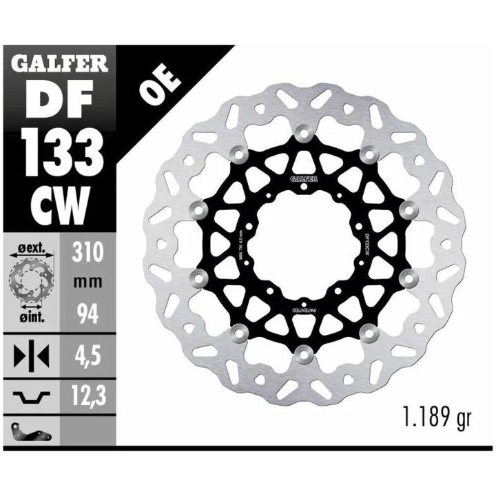 Bromsskiva Contour Flytande Svart Silver GALFER Bromsskiva – bild 2