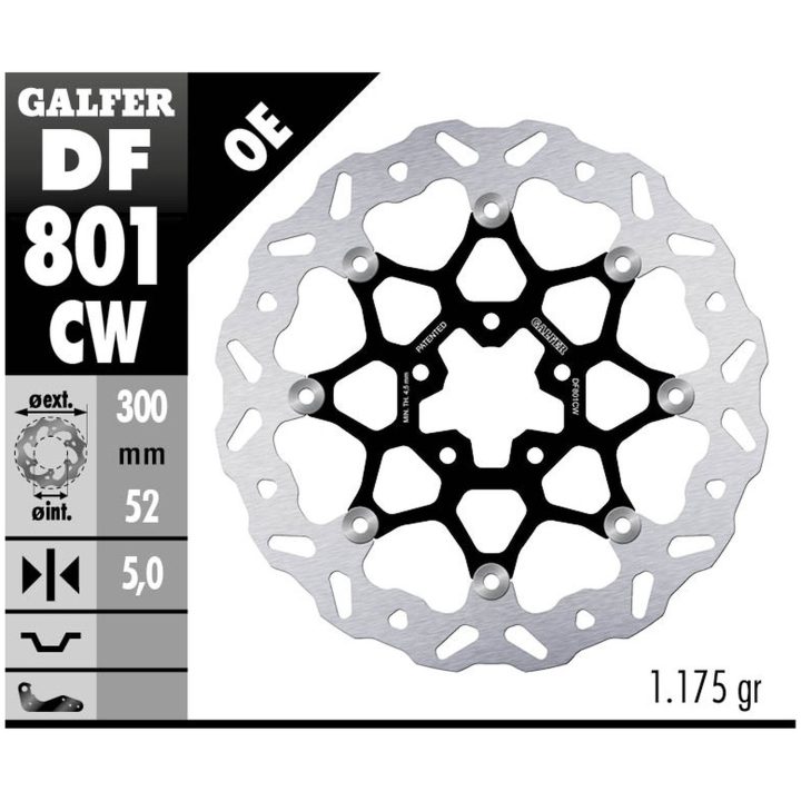Bromsskiva Contour Flytande Svart Silver GALFER Bromsskiva – bild 2