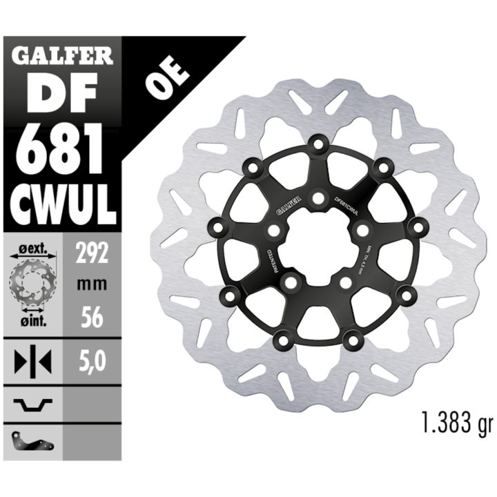 Bromsskiva Contour Flytande Svart Silver GALFER Bromsskiva – bild 2