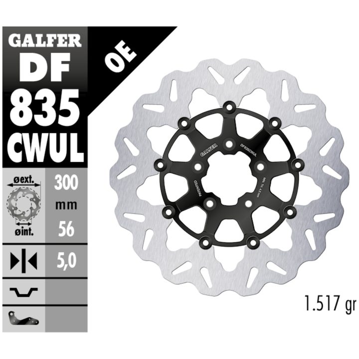 Bromsskiva Contour Flytande Svart Silver GALFER Bromsskiva – bild 2