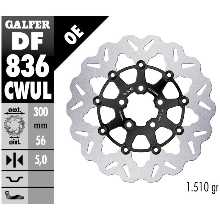 Bromsskiva Contour Flytande Svart Silver GALFER Bromsskiva – bild 2
