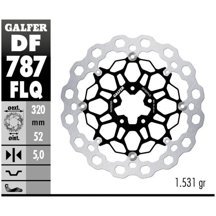 Bromsskiva Floating Cubiq Svart Silver Rostfritt stål GALFER – bild 2