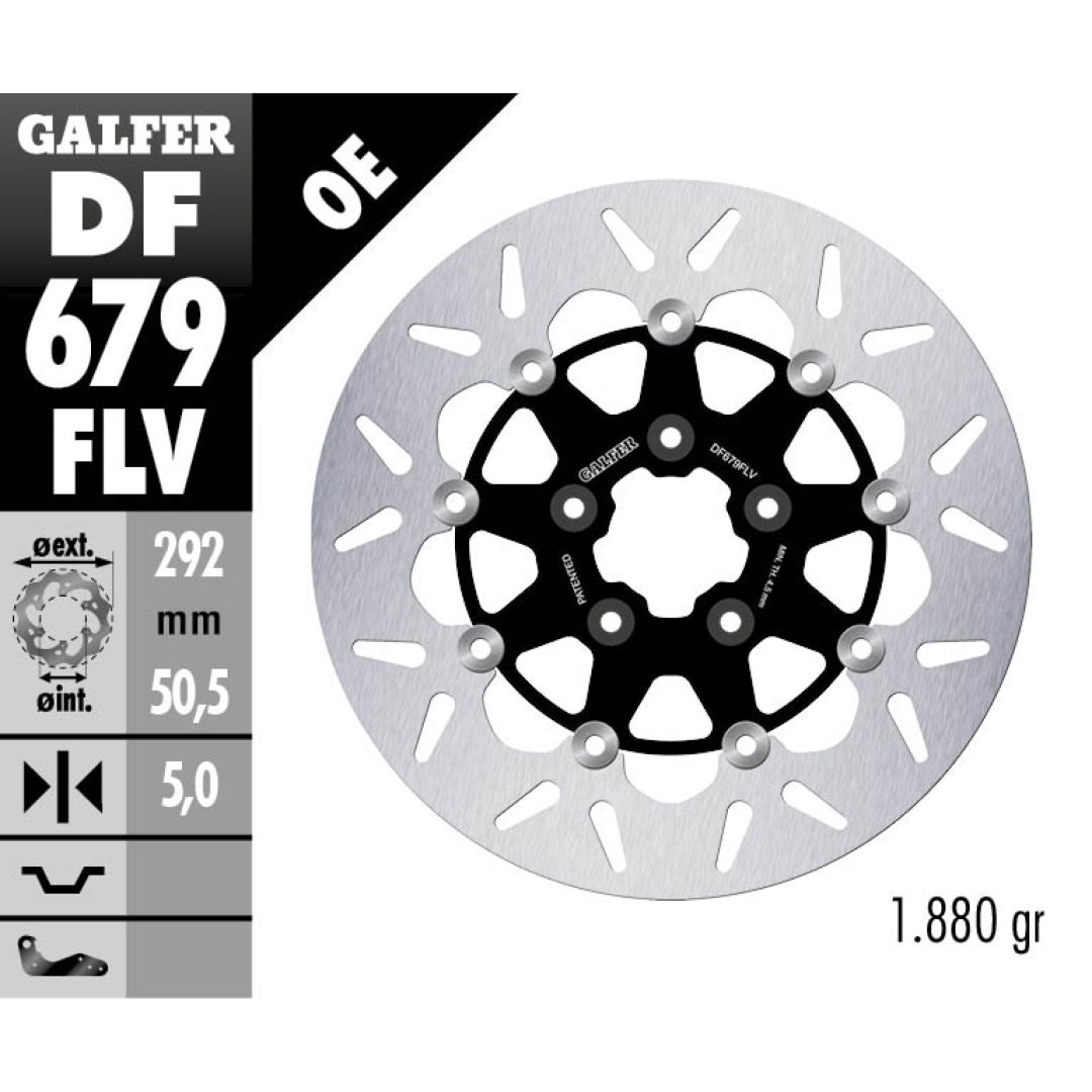 Bromsskiva Floating Round Svart Silver GALFER Bromsskiva
