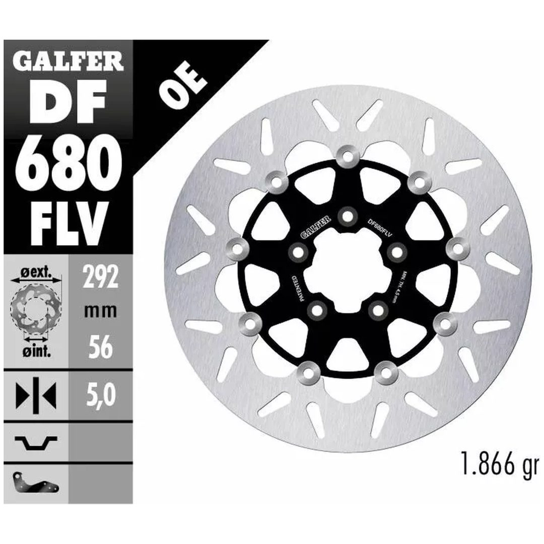 Bromsskiva Floating Round Svart Silver GALFER Bromsskiva – bild 2