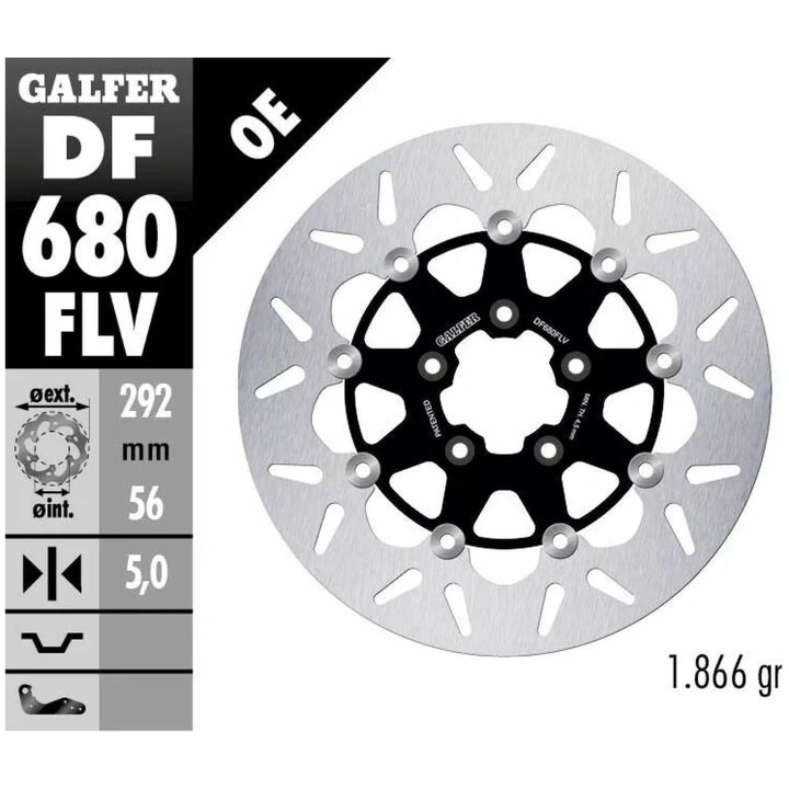 Bromsskiva Floating Round Svart Silver GALFER Bromsskiva – bild 2