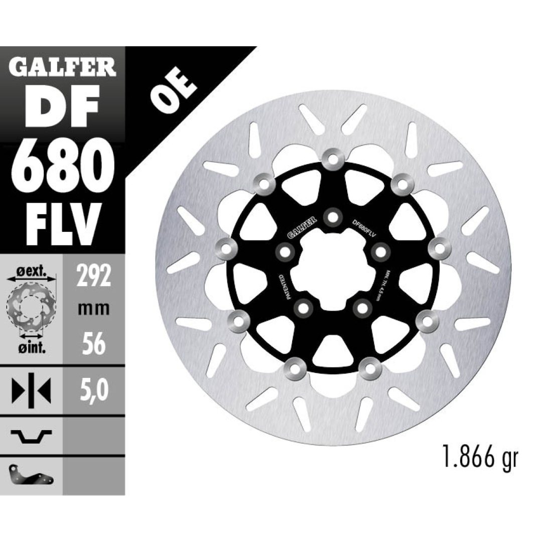 Bromsskiva Floating Round Svart Silver GALFER Bromsskiva