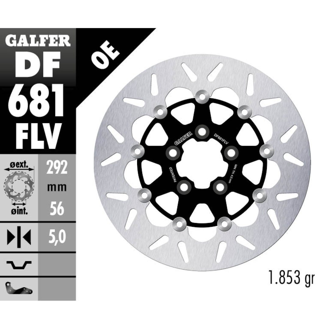 Bromsskiva Floating Round Svart Silver GALFER Bromsskiva – bild 2