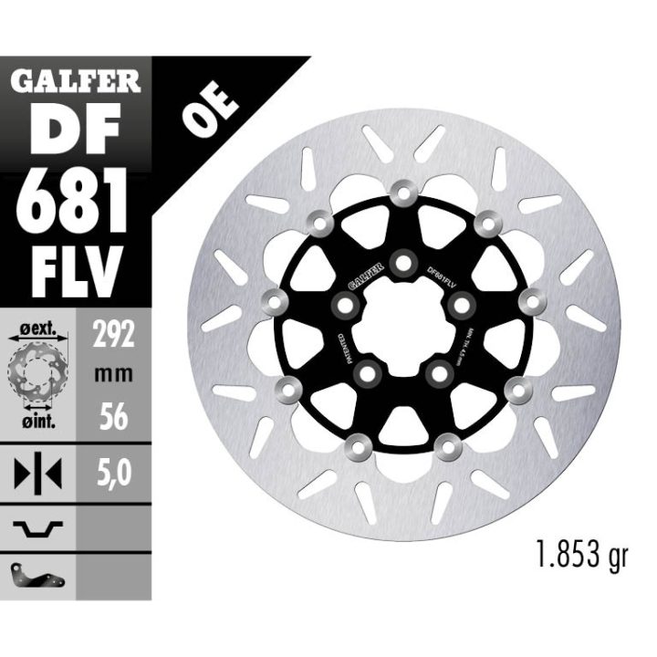 Bromsskiva Floating Round Svart Silver GALFER Bromsskiva – bild 2