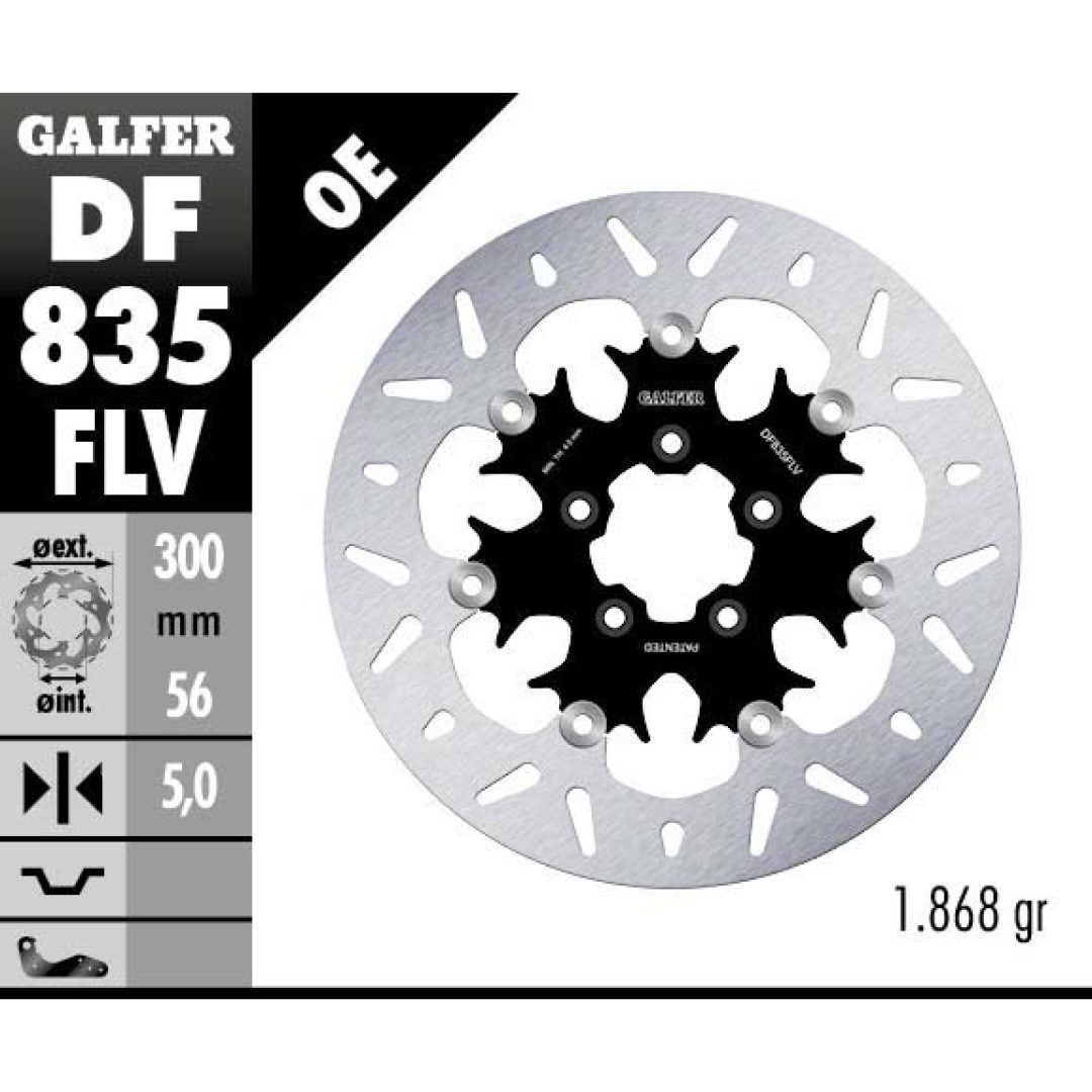 Bromsskiva Floating Round Svart Silver GALFER Bromsskiva