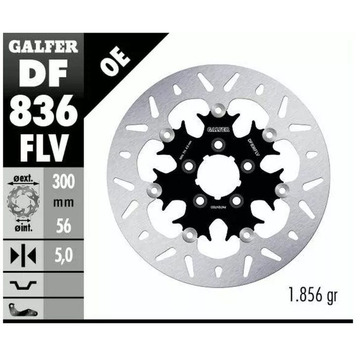 Bromsskiva Floating Round Svart Silver GALFER Bromsskiva – bild 2
