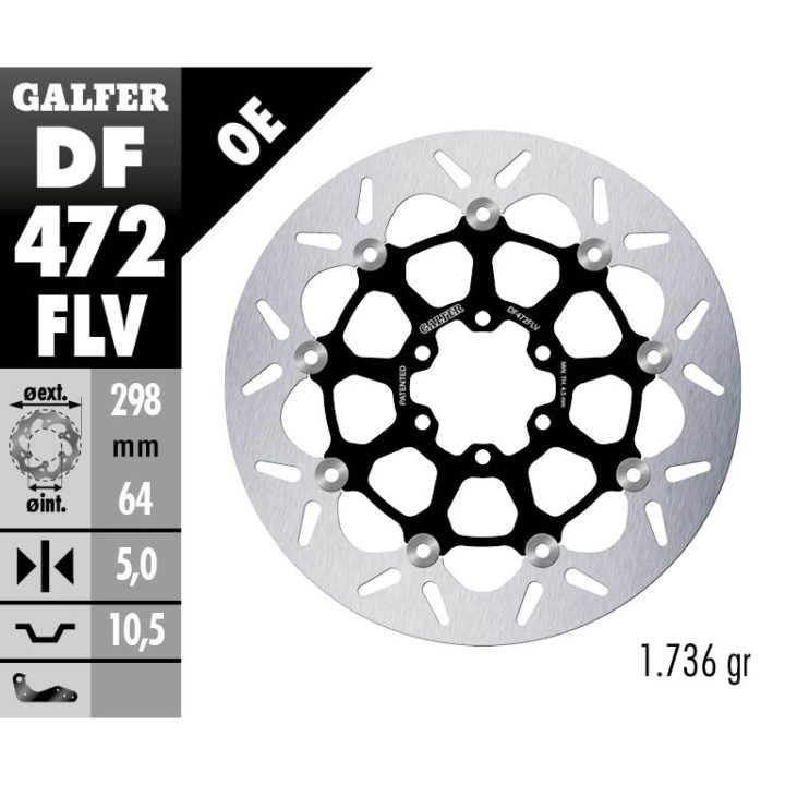 Bromsskiva Floating Round Svart Silver GALFER Bromsskiva – bild 2