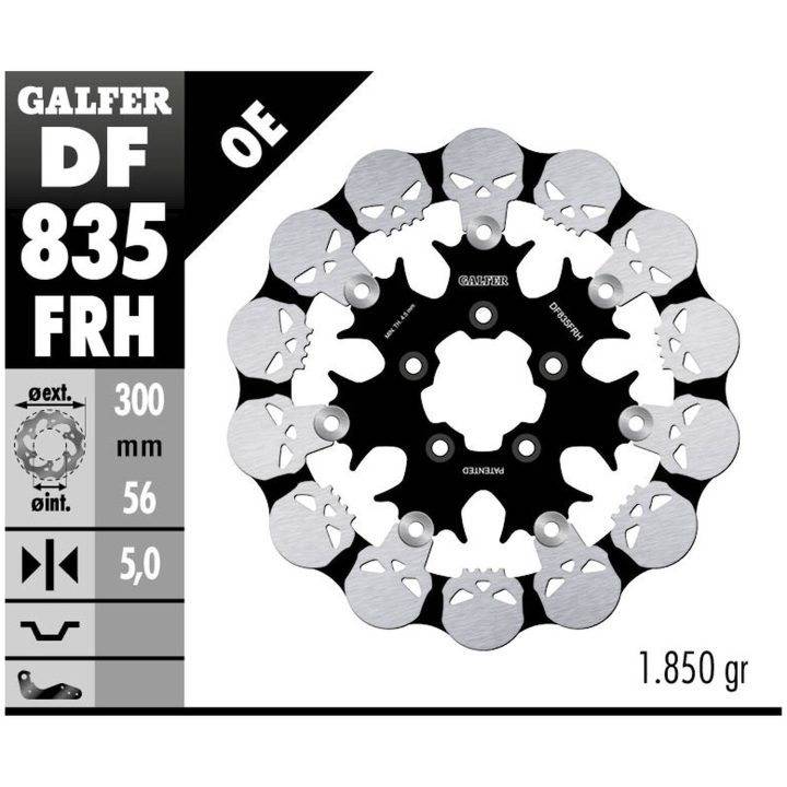 Bromsskiva Floating Skull Svart Silver GALFER Bromsskiva – bild 2