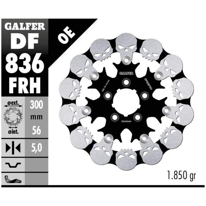Bromsskiva Floating Skull Svart Silver GALFER Bromsskiva – bild 2