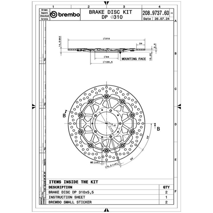 Bromsskiva Round Floating Par BREMBO – bild 2