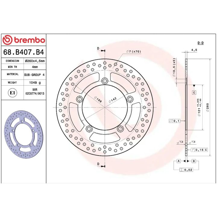 Bromsskiva SERIE ORO PRIME LINE Fast Borrad BREMBO – bild 2