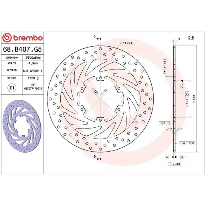 Bromsskiva SERIE ORO PRIME LINE Fast Borrad BREMBO – bild 2