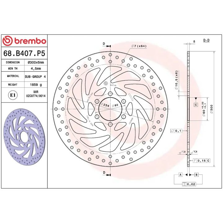 Bromsskiva SERIE ORO PRIME LINE Fast Borrad BREMBO – bild 2