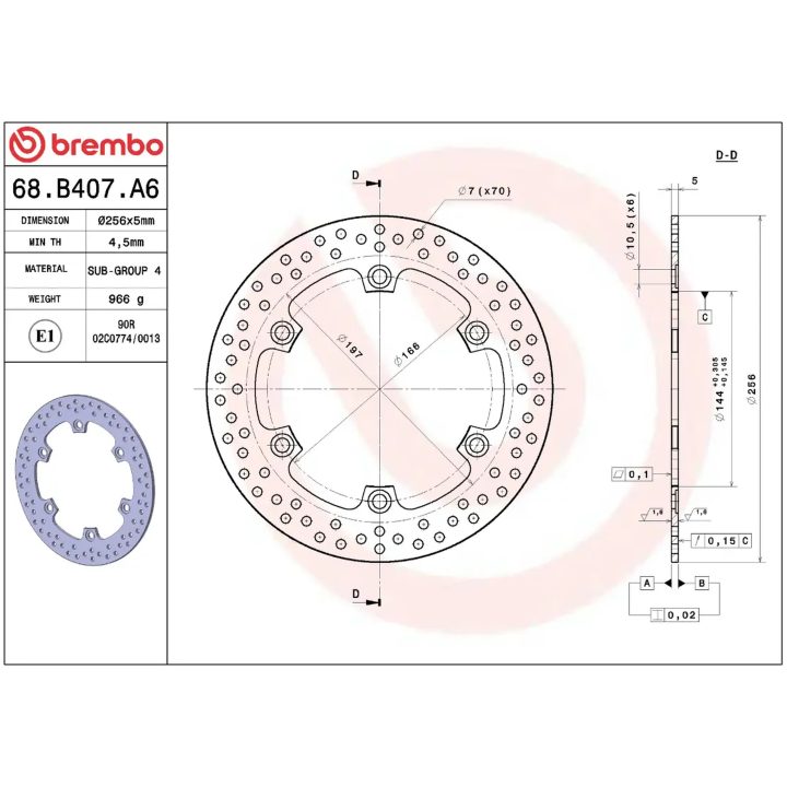 Bromsskiva SERIE ORO PRIME LINE Fast Borrad BREMBO – bild 2