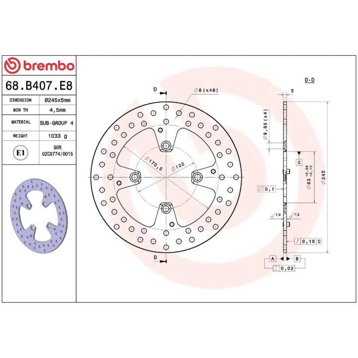 Bromsskiva SERIE ORO PRIME LINE Fast Borrad BREMBO – bild 2