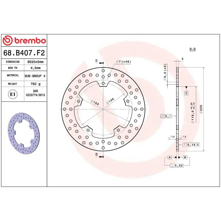 Bromsskiva SERIE ORO PRIME LINE Fast Borrad BREMBO – bild 2