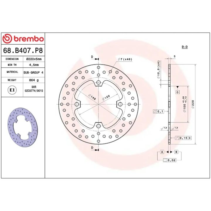 Bromsskiva SERIE ORO PRIME LINE Fast Borrad BREMBO – bild 2