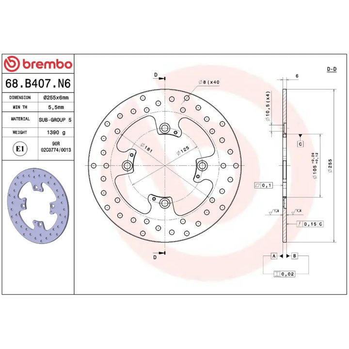 Bromsskiva SERIE ORO PRIME LINE Fast Borrad BREMBO – bild 2