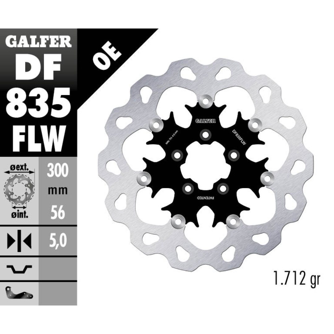 Bromsskiva Wave Semi-flytande GALFER Bromsskiva