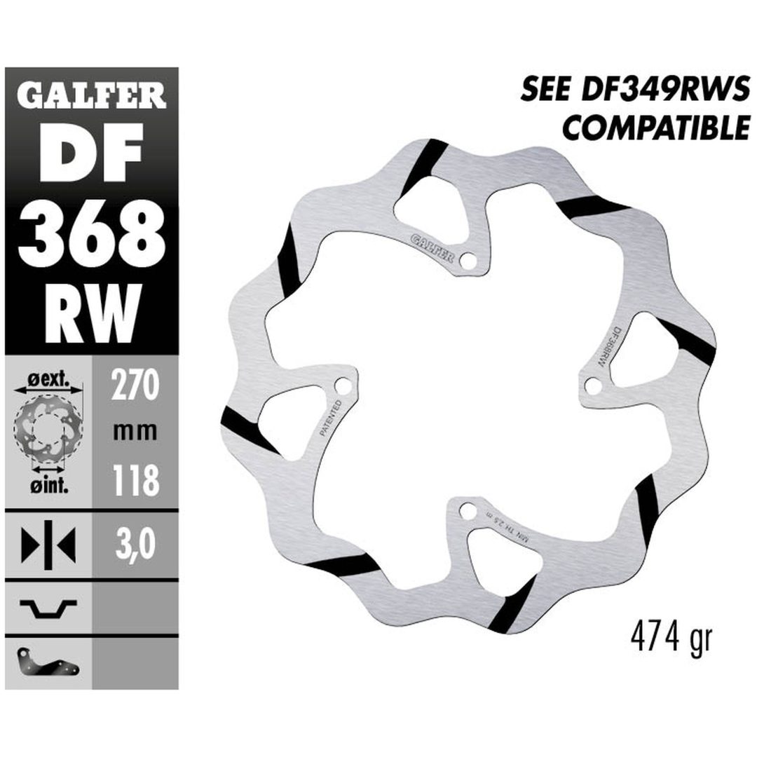 Bromsskiva Wave® Svart/Silver GALFER Bromsskiva – bild 2