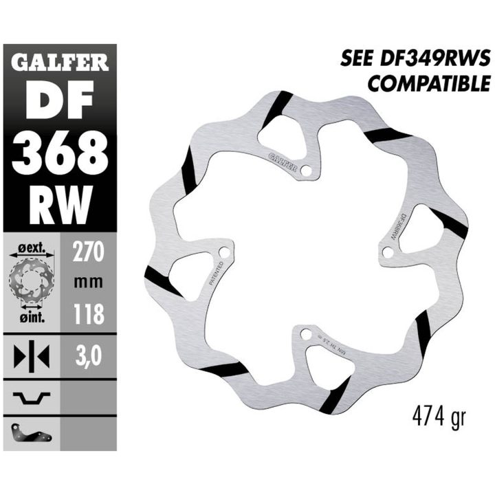 Bromsskiva Wave® Svart/Silver GALFER Bromsskiva – bild 2