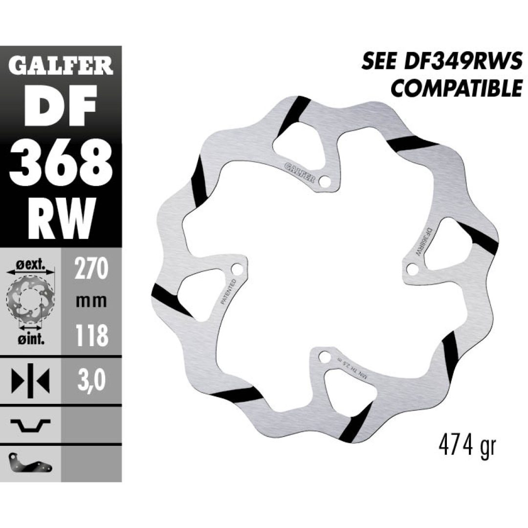 Bromsskiva Wave® Svart/Silver GALFER Bromsskiva