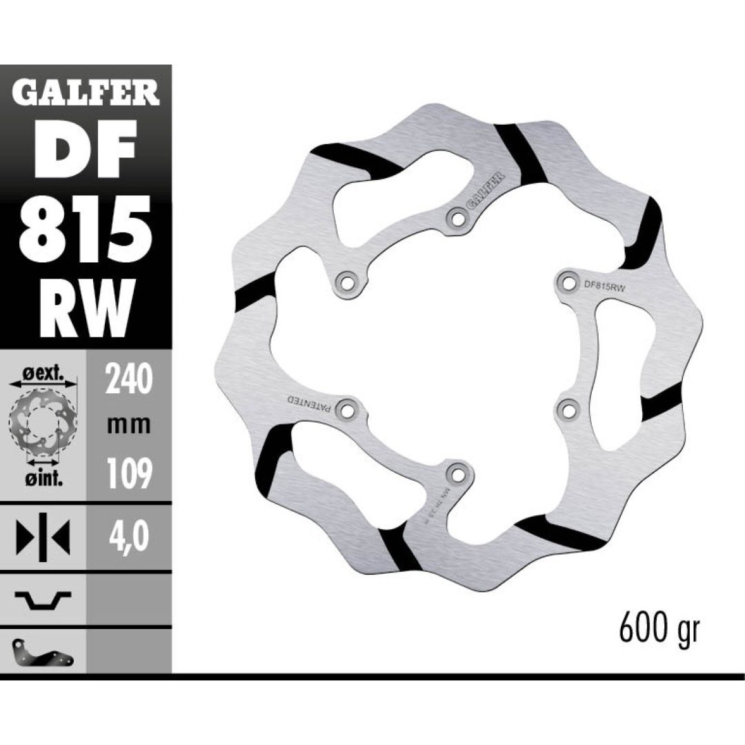 Bromsskiva Wave® Svart/Silver GALFER Bromsskiva