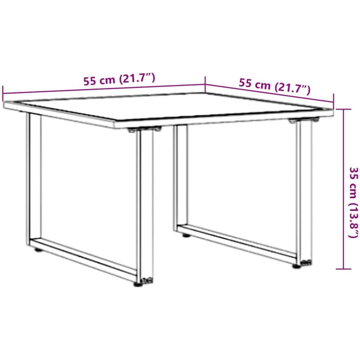 Brunt trädgårdskaffebord DPC och stål vidaXL 55 x 55 x 35 cm – bild 11