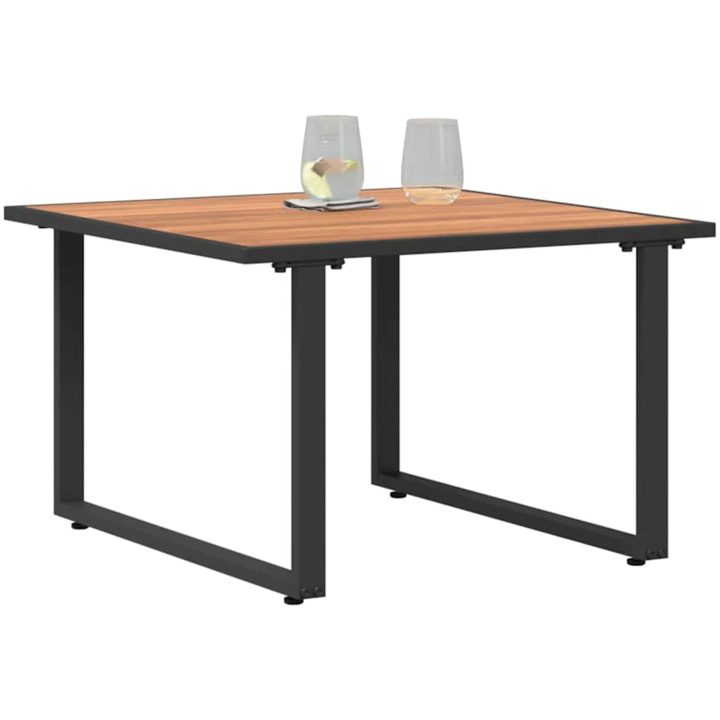 Brunt trädgårdskaffebord DPC och stål vidaXL 55 x 55 x 35 cm – bild 3