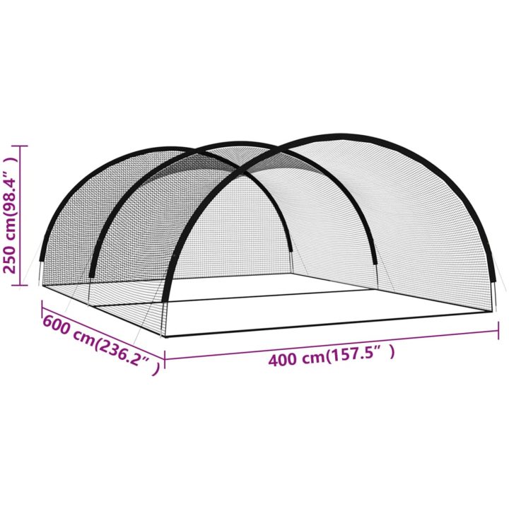 Bur för baseball svart polyester vidaXL 600 x 400 x 250 cm – bild 9