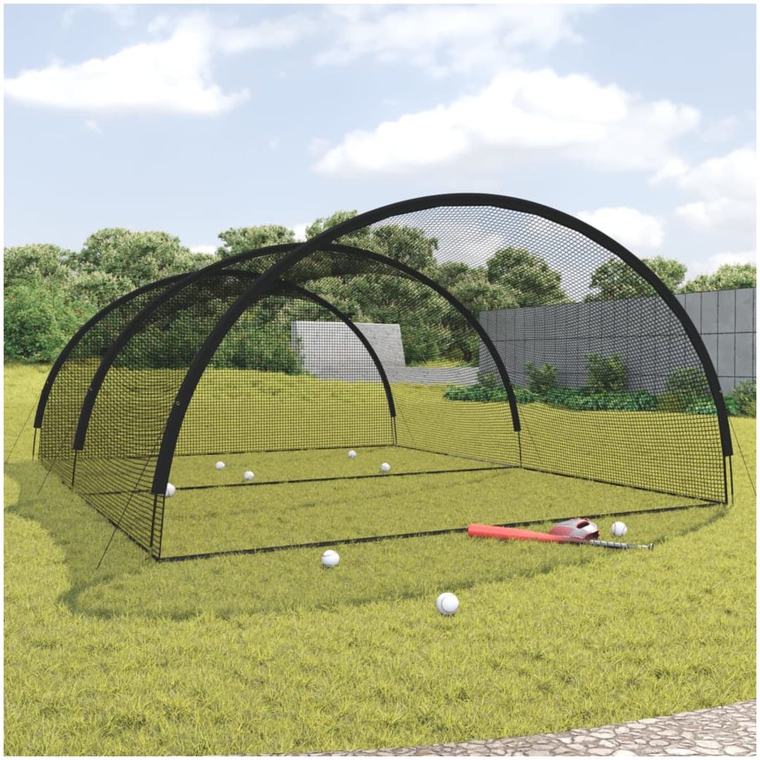 Bur för baseball svart polyester vidaXL 600 x 400 x 250 cm