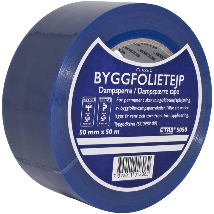 Byggfolietejp 5050 Typgodkänd (SITAC och P-märkt) ETAB TEJP BYGGFOLIE 5050 50MMX50 BL – bild 2