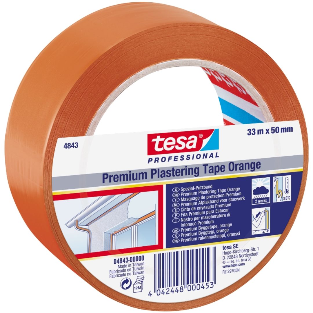 Byggtejp 50mm 33m Orange Pvc TESA Orange L: 33 m