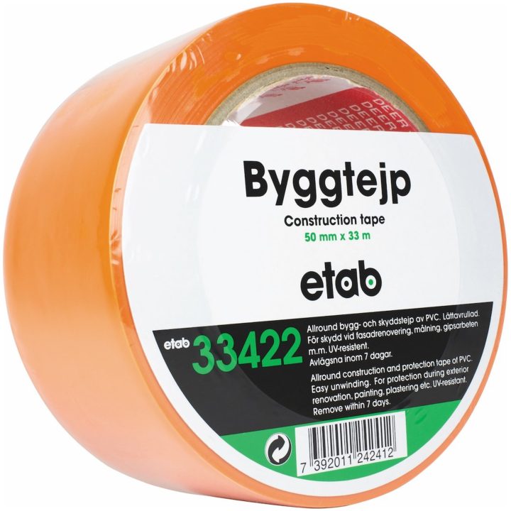 Byggtejp, Orange, Bredd 50 mm etab – bild 2