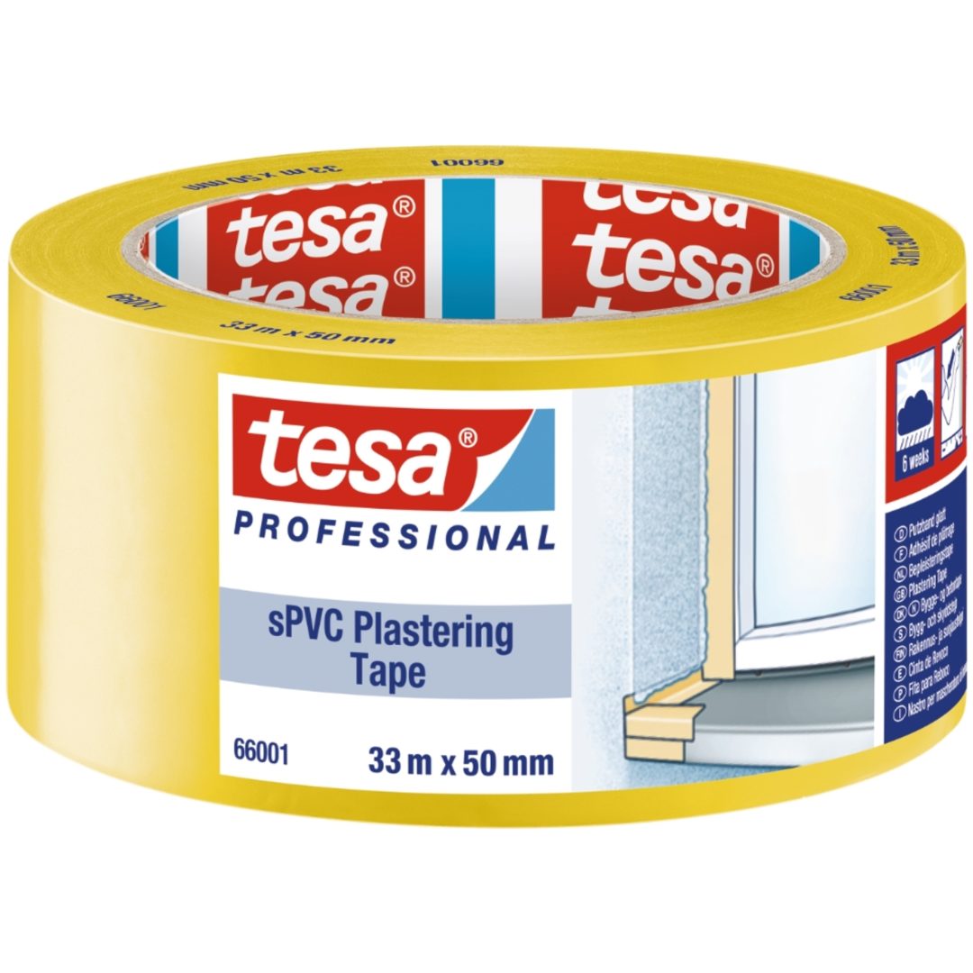 Byggtejp Spvc 66001 Gul 33mx50mm TESA Gul L: 33 m