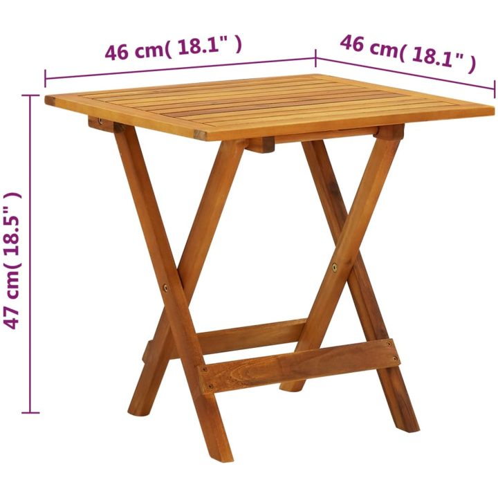 Cafébord 46x46x47 cm massivt akaciaträ vidaXL – bild 8