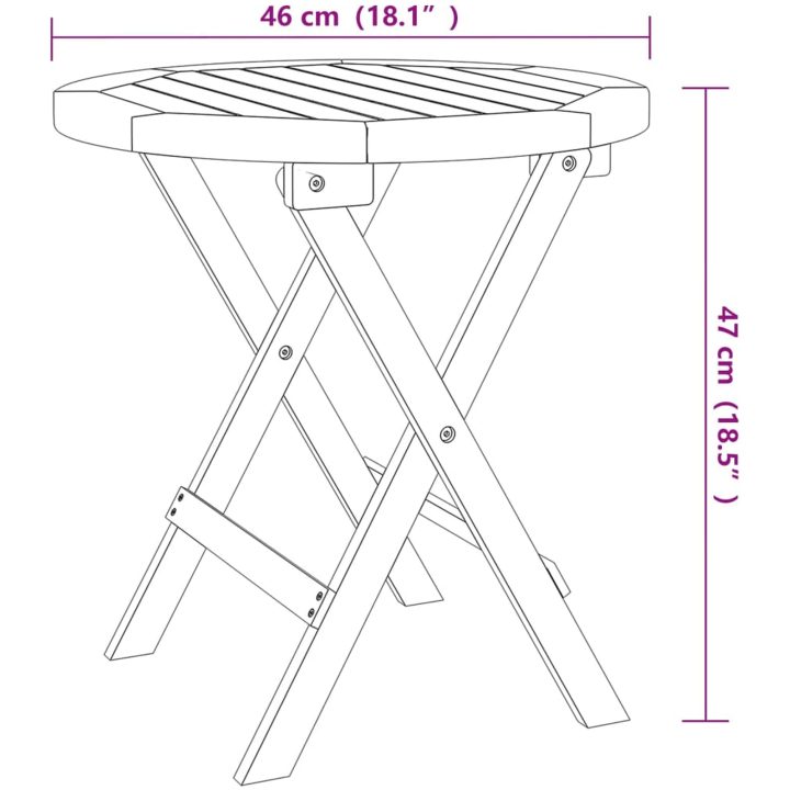 Cafébord ⌀46x47 cm massivt akaciaträ vidaXL – bild 6