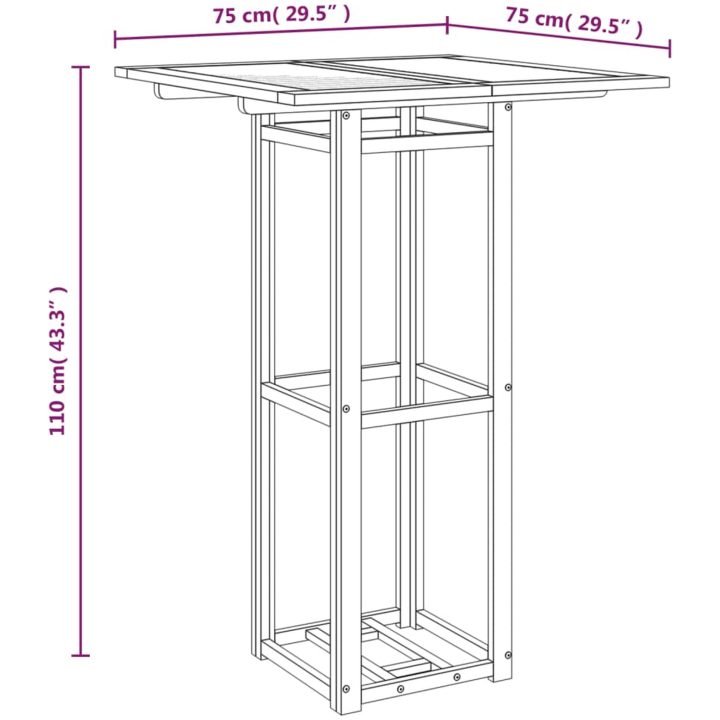 Cafébord 75x75x110 cm massivt akaciaträ vidaXL – bild 8
