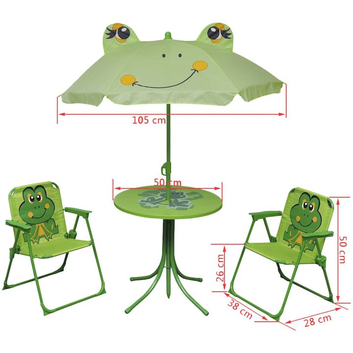 Cafébord för barn med parasoll 3 delar grön vidaXL – bild 6