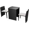 Cafégrupp med dynor 3 delar konstrotting svart vidaXL – miniatyr 2