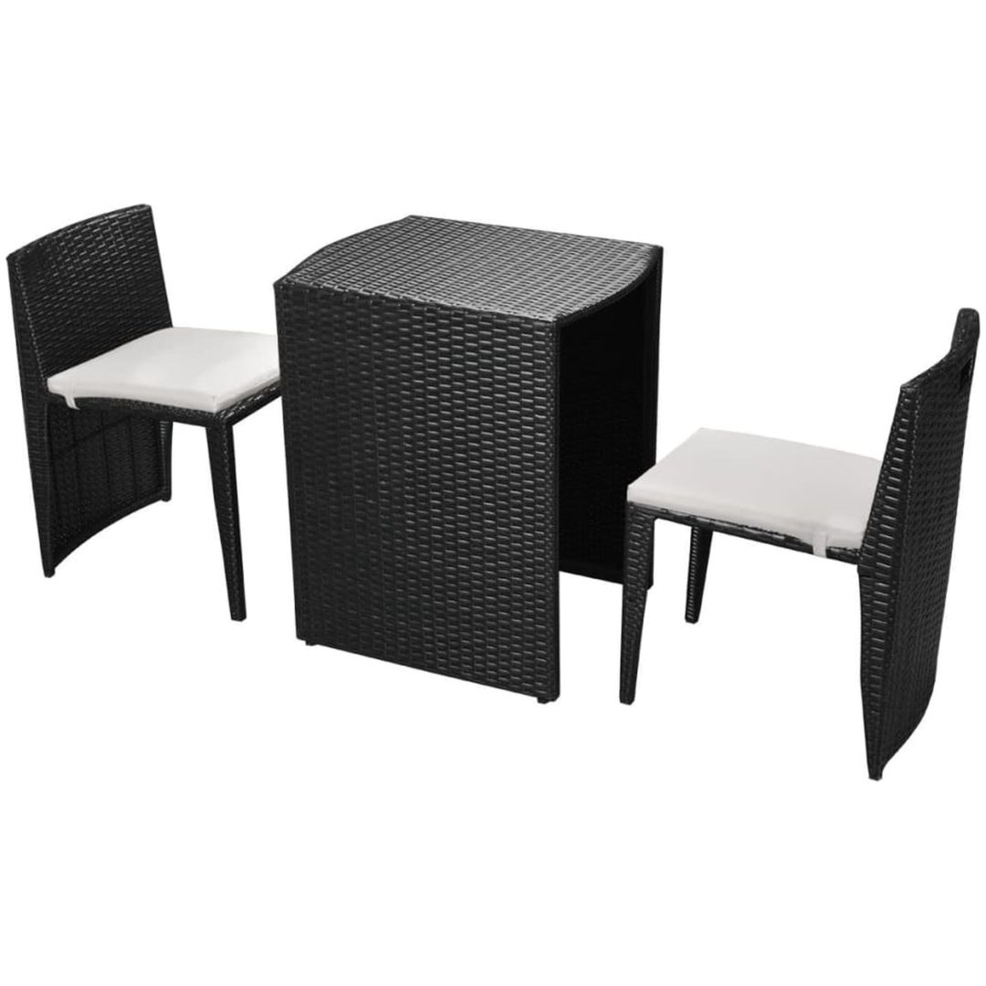 Cafégrupp med dynor 3 delar konstrotting svart vidaXL – bild 2