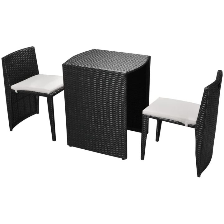 Cafégrupp med dynor 3 delar konstrotting svart vidaXL – bild 2